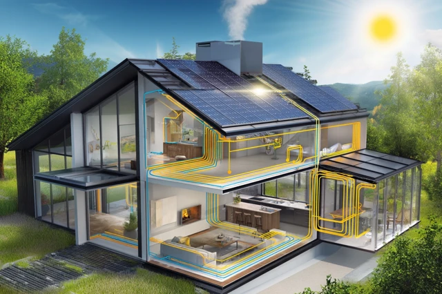 Solar Powered House Cutaway Illustration