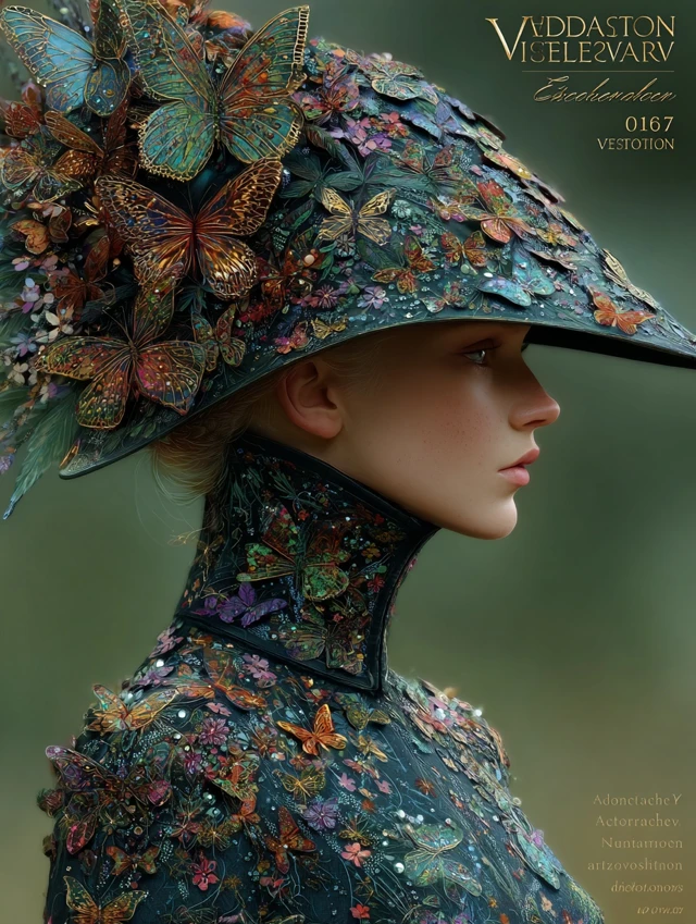 Girl with Butterfly Hat Victorian Art