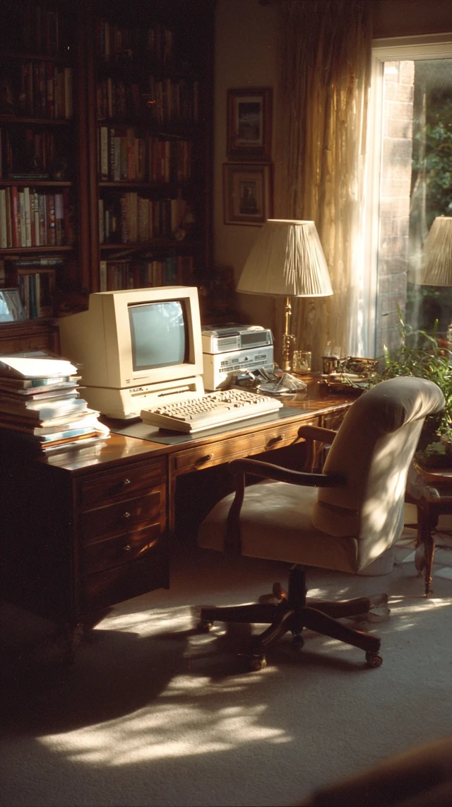 1987 Home Office Study Vintage Computer Desk