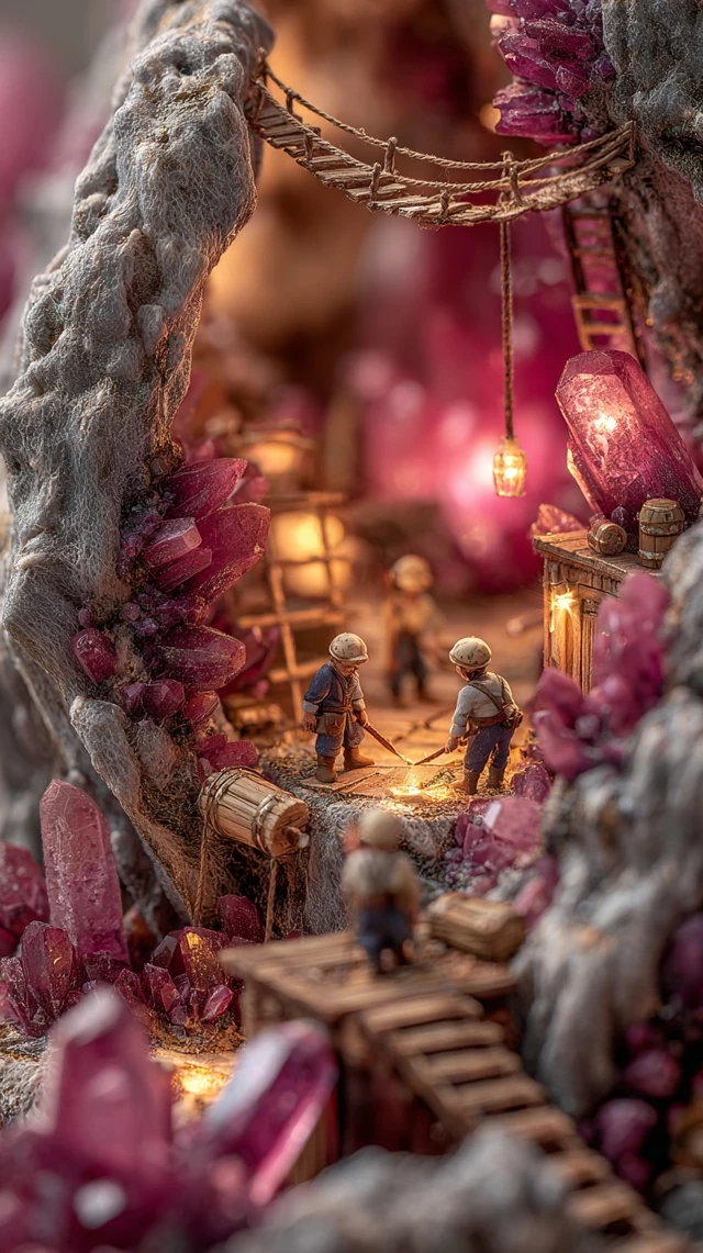 Fantasy Crystal Mine Diorama Miniature Scene