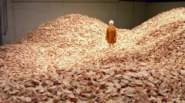 Raw Chicken Cutlets Pile Documentary Style