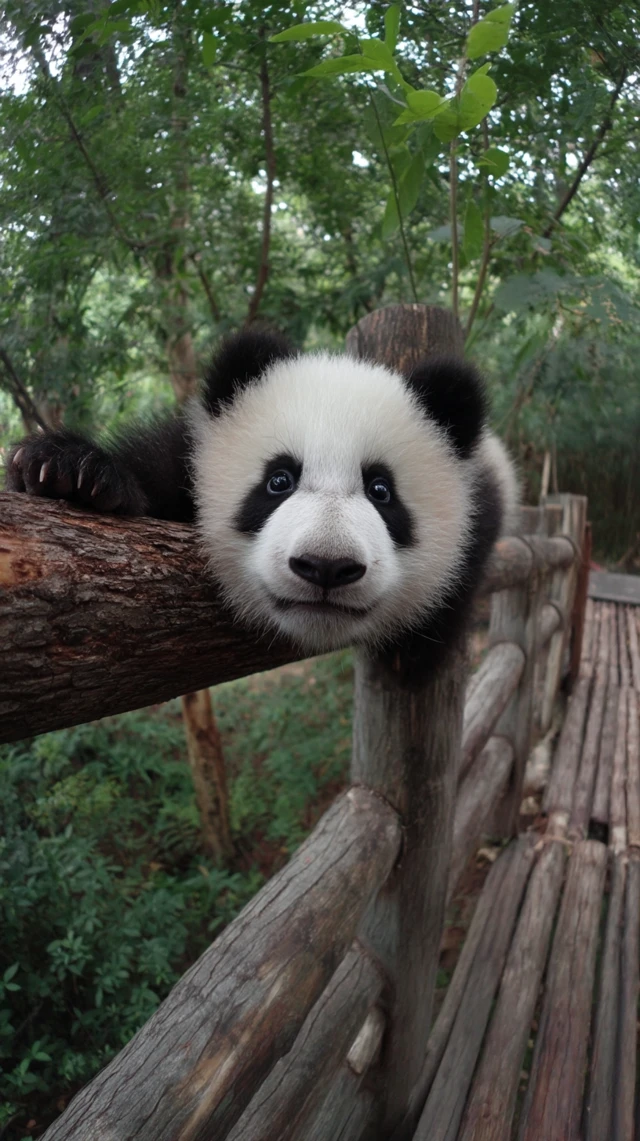 Panda Hanging Upside Down in China