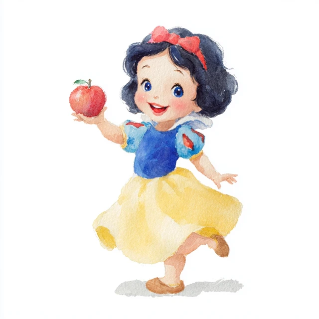 Snow White Watercolor Illustration Toddler Disney