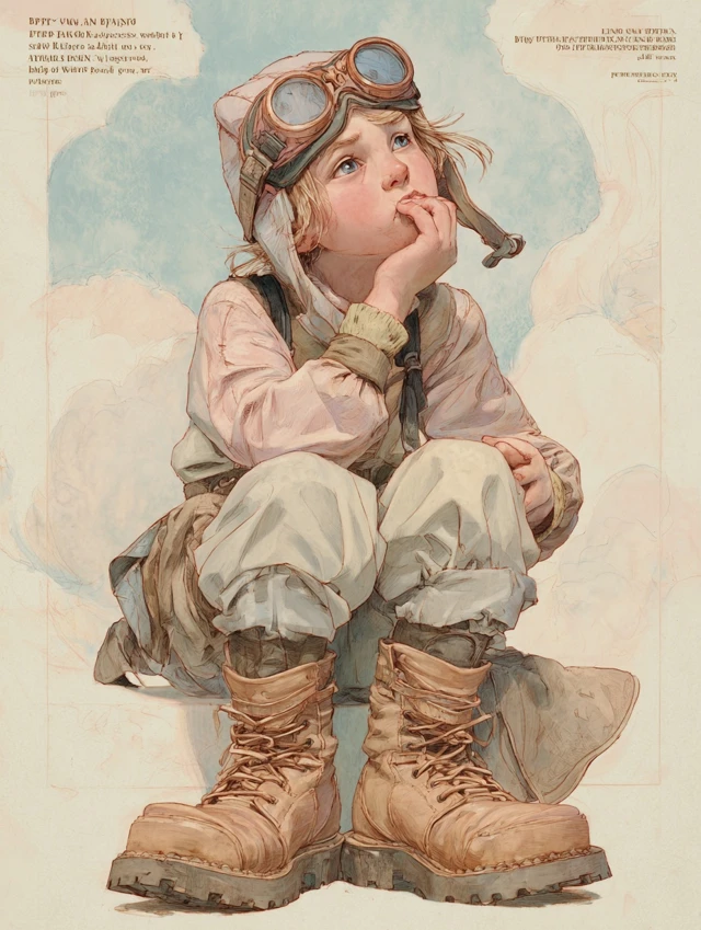 Steampunk Girl Pensive Illustration Art