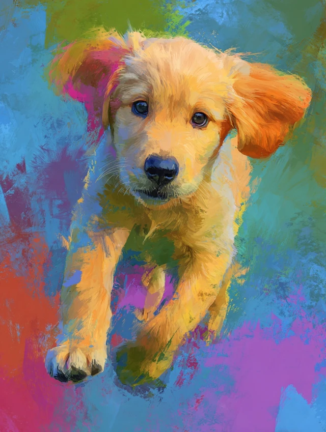 Golden Retriever Puppy Oil Painting