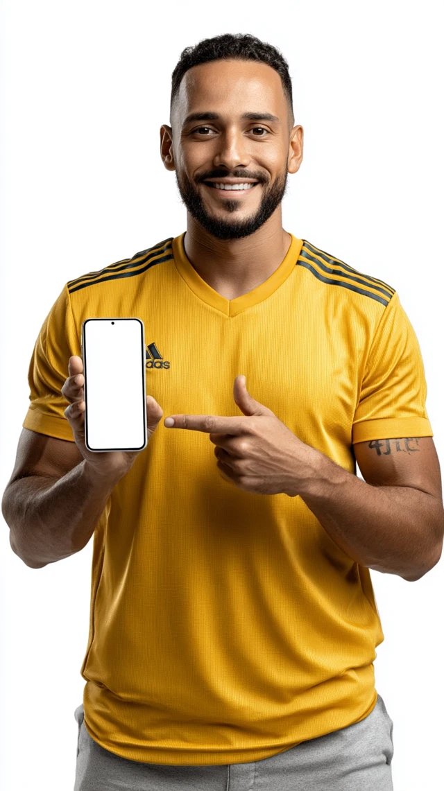 Colombian Soccer Fan Shows Blank Smartphone Screen