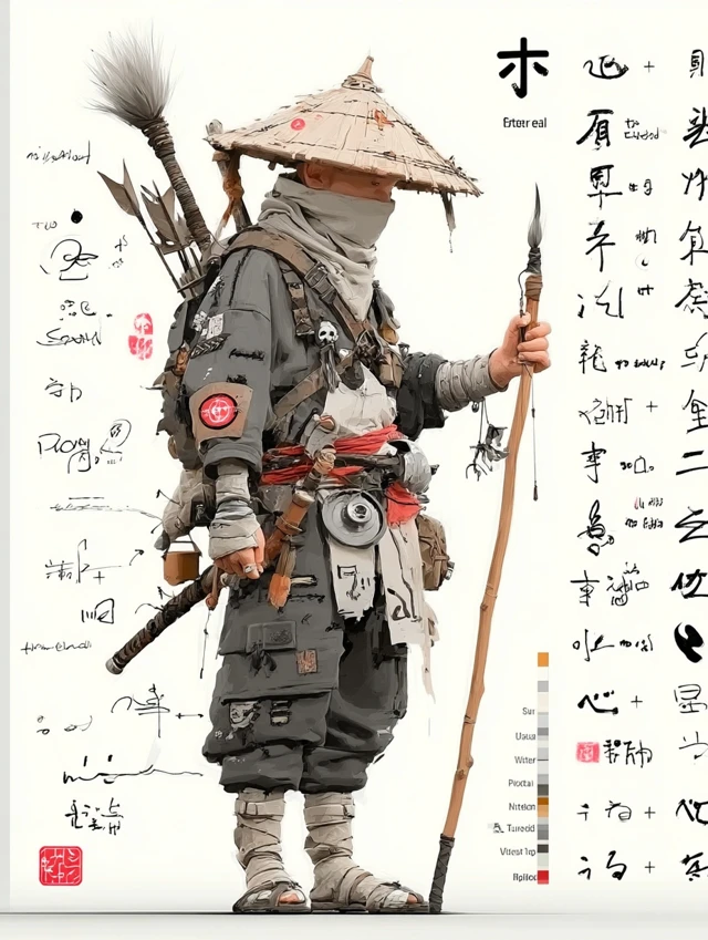 Cool Ninja Warrior with Mythical Weapons