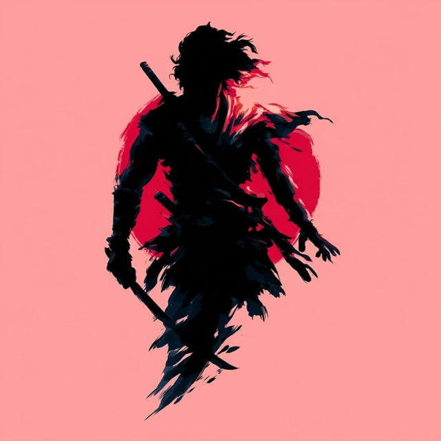 Samurai Silhouette Icon Minimalist Japanese Art