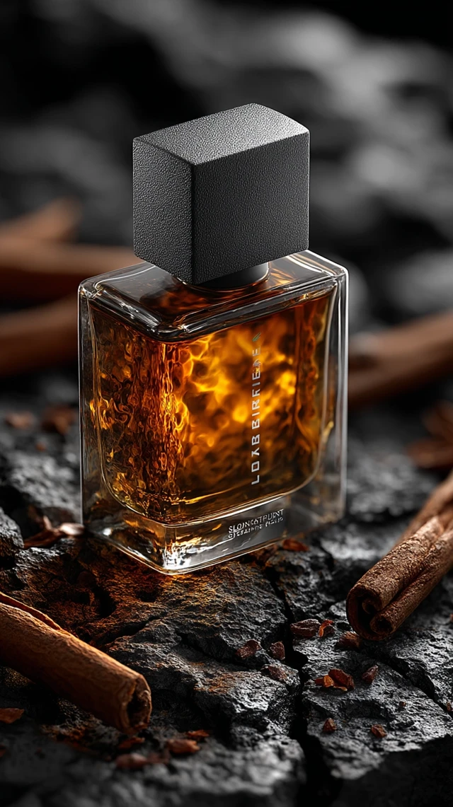Luxury Mens Perfume Amber Glass Matte Black Cap