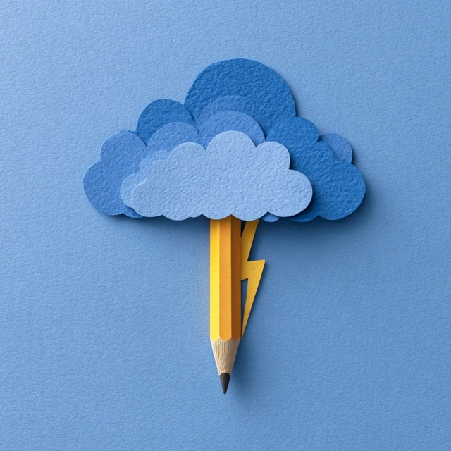 Papercraft Cloud and Lightning Pencil Art