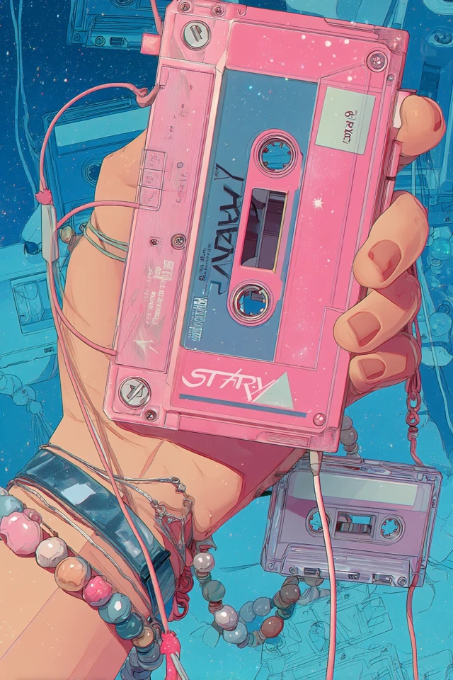Pink Walkman Illustration