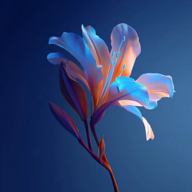 Pink Flower with Blue Background