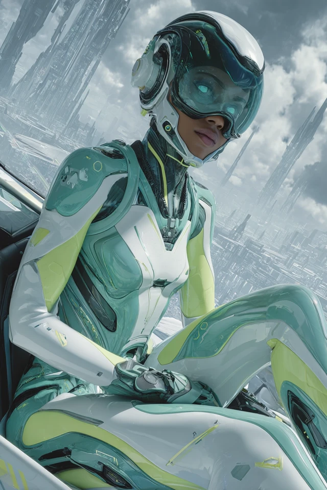 Futuristic Pilot in HighTech Cockpit SciFi Art