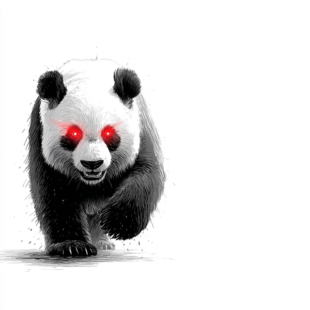 Angry Panda with Glowing Red Eyes Illustration