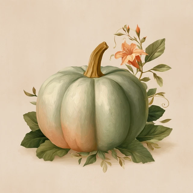 Pumpkin Illustration Vintage Autumn Art