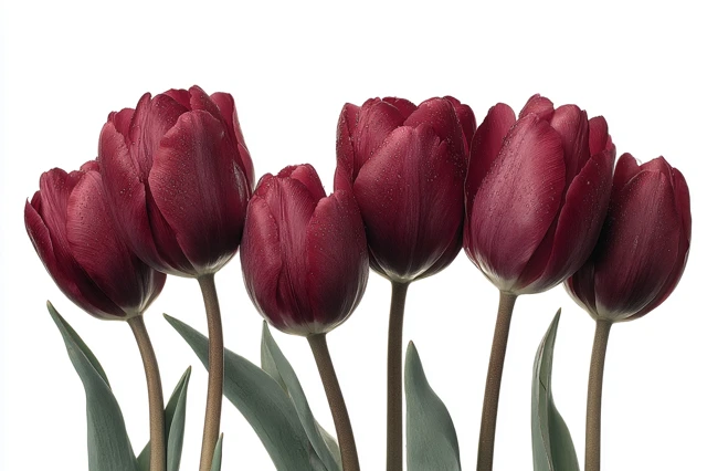Red Tulips on White: Floral Photography