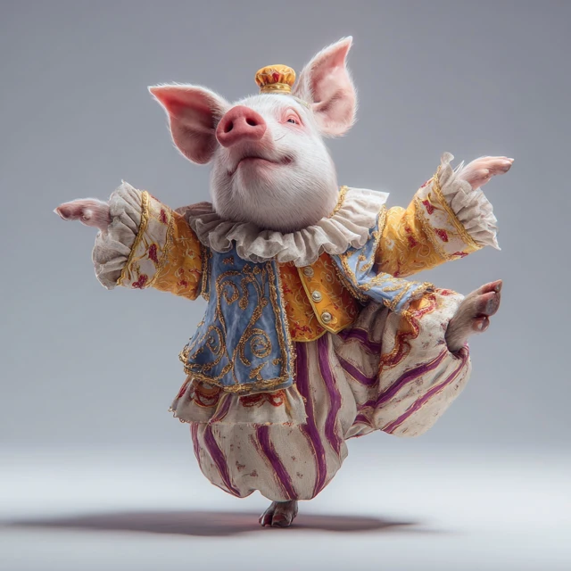 Dancing Pig Colorful Artwork