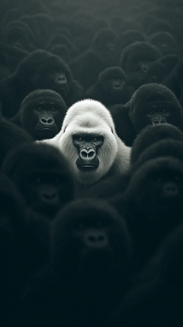 White Gorilla Stands Out Power and Individuality