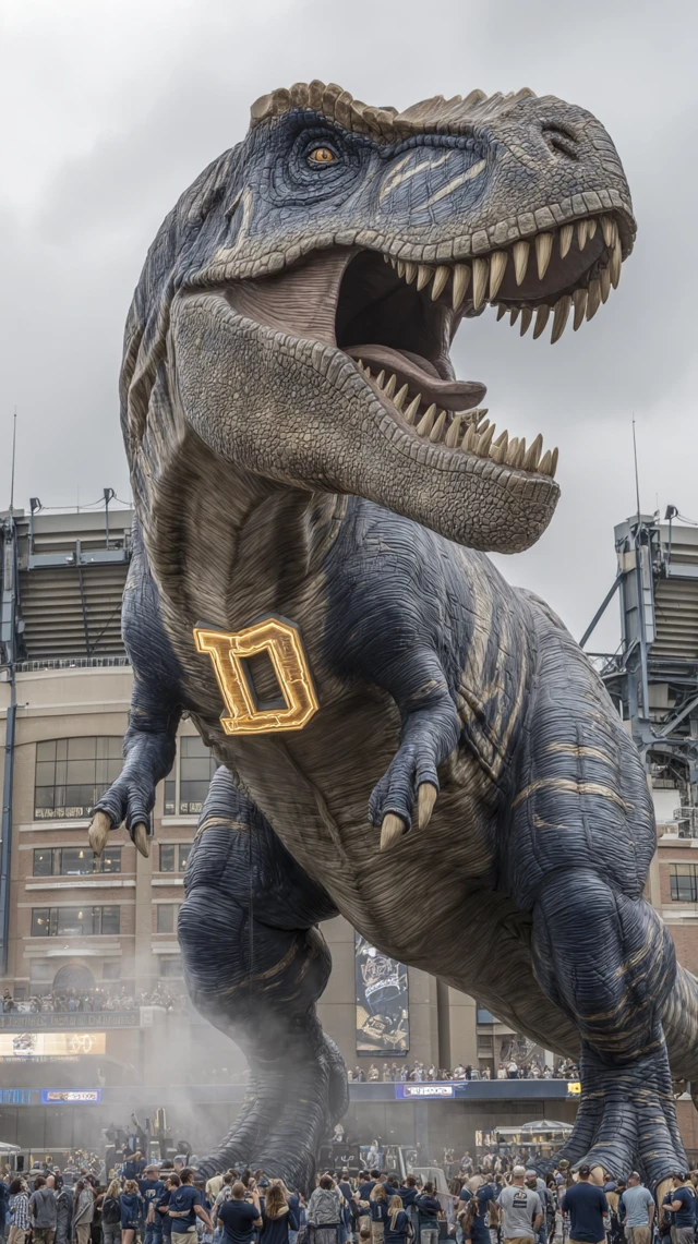 Colossal Allosaurus Guardian at NC Dinos Stadium