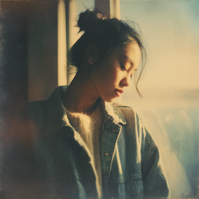 Nostalgic Portrait Asian Woman 90s Style