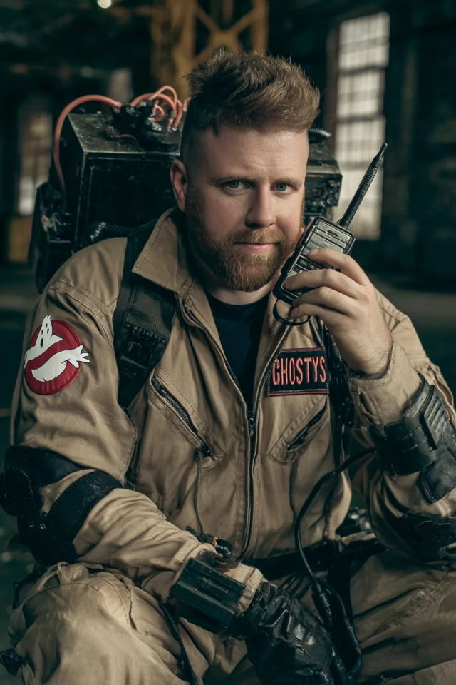 Ghostbuster in 1984 Uniform with Proton Pack