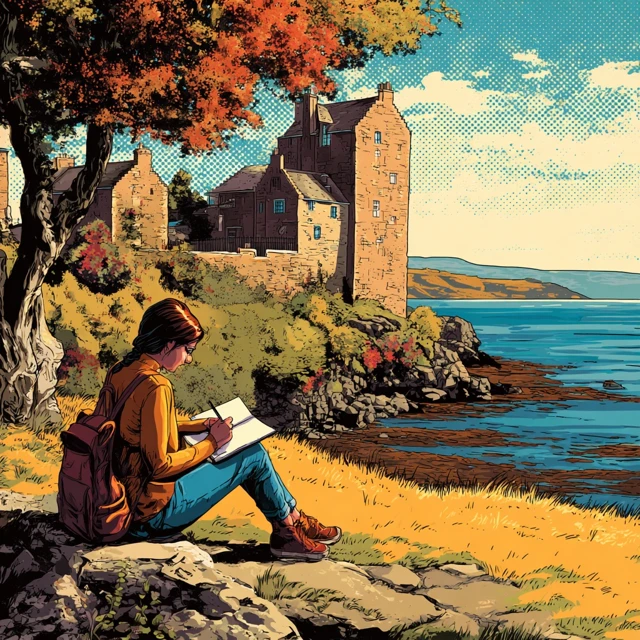 Scottish Writer Pop Art Castle and Sea