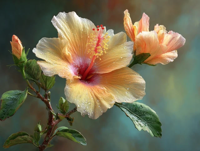 Realistic Hibiscus Flower with Changed Colors