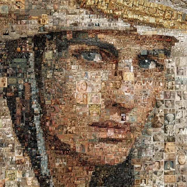 Arabian Mosaic Face Art Made of Many Faces