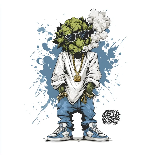 Weed Bud Mascot Cartoon Poster
