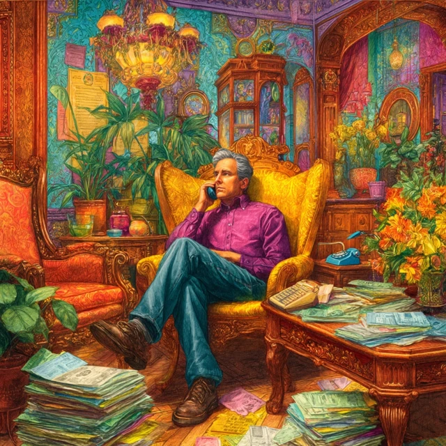 Cozy Apartment Illustration with Tenant and Debt