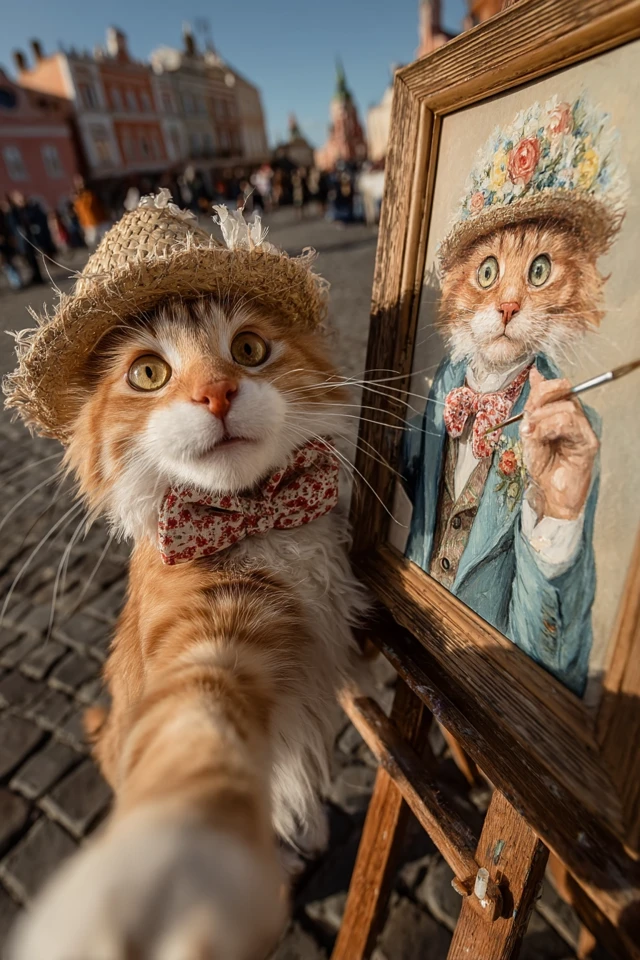 Ginger Cat Selfie in Seville Spain