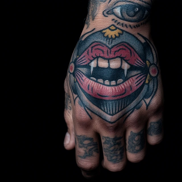 Old School Tattoo Hand Eye Combo Design