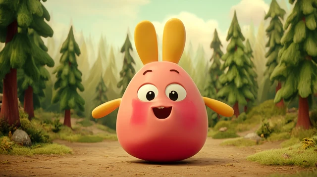 Cute Round Hare in Forest Background