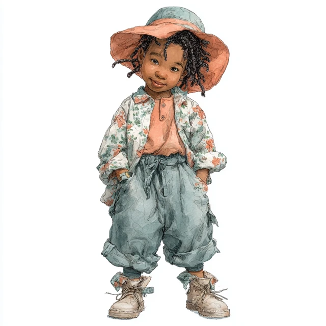 Cute African Boy Illustration Watercolor Art