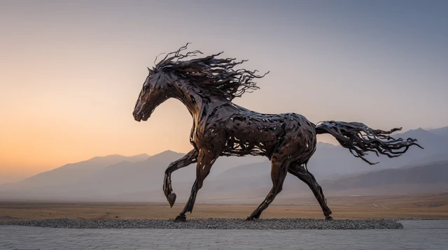 War Horse Sculpture in the Desert