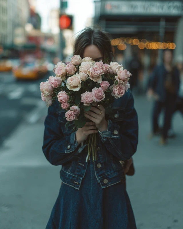 Woman with Roses Street Style Instagram Story