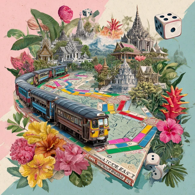 Thai Ticket to Ride Board Game Art Illustration