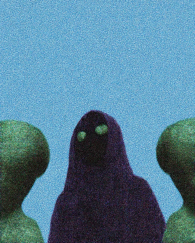 Mysterious Woman with Aliens Michael Whelan Style