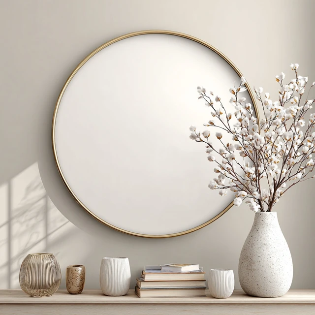 Artwork Mockup Circular Frame Modern Home