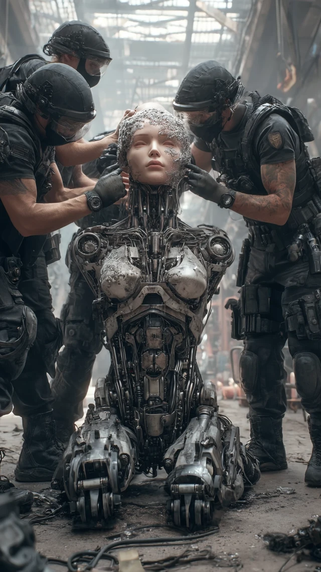 Building a Humanoid Robot Cyborg Futuristic Workshop
