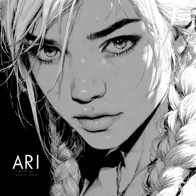 Black and White Illustration of a Woman with a Camera