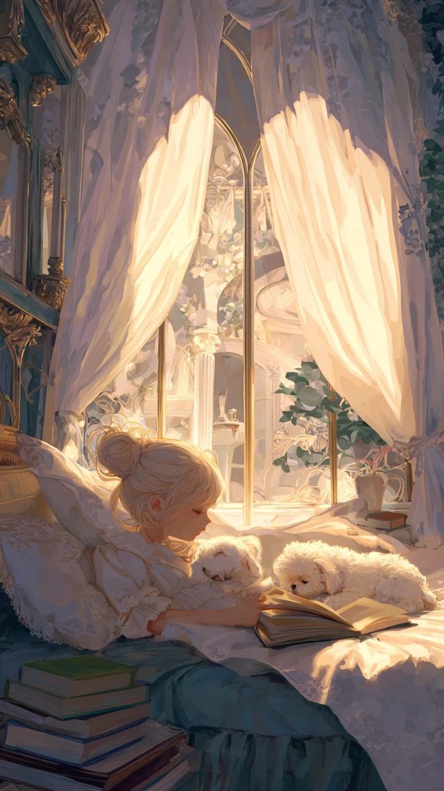Cozy Room Illustration Sunlight Reading and Relaxation