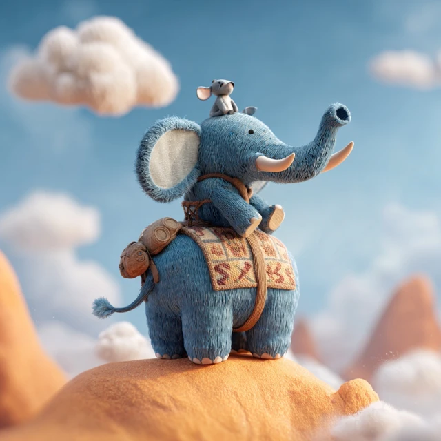 Pixar Cartoon Elephant and Mouse Adventure