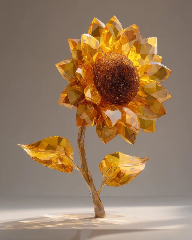 Crystal Sunflower Sculpture