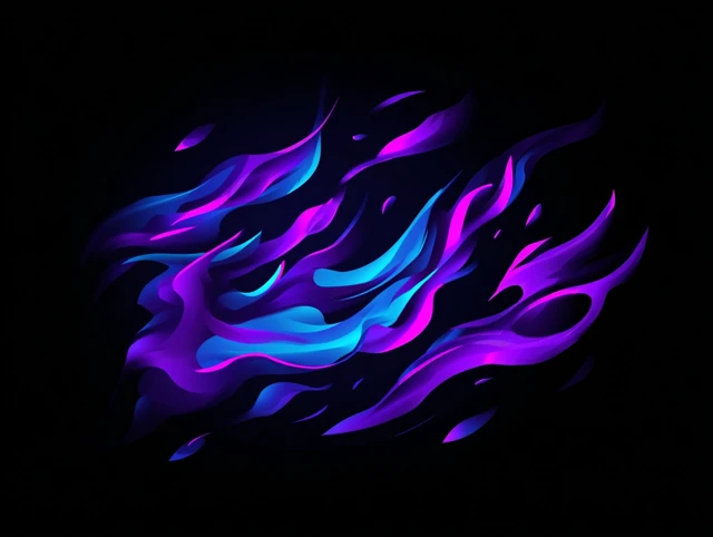 Abstract Purple and Blue Flames Digital Art