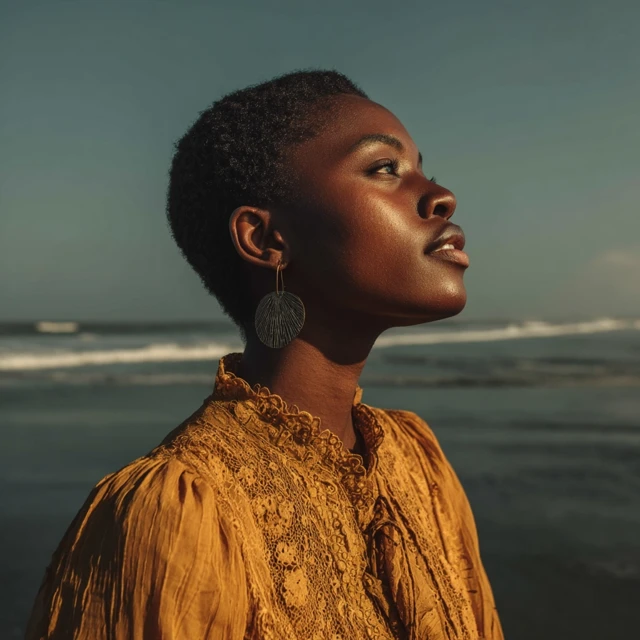 African Woman on Beach Portrait Photography