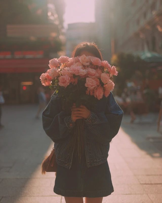 Woman with Roses Street Style Instagram Story