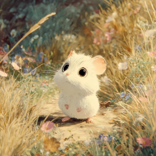 Adorable Mouse in a Meadow Vintage Disney Style