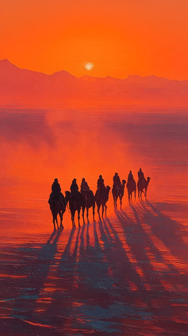 Moroccan Sahara Desert Sunrise Oil Painting