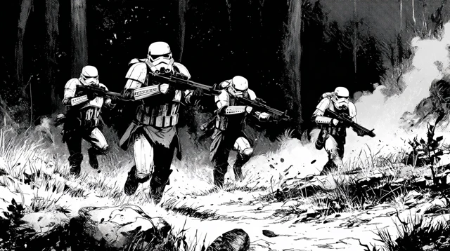 Manga Style Stormtroopers Hunt Rebel
